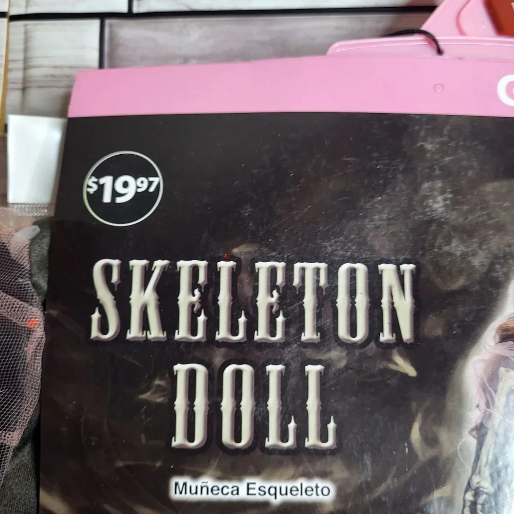 New Skeleton Doll Halloween‎ Costume Girl's Medium 7-8 Black Dress Up Outfit